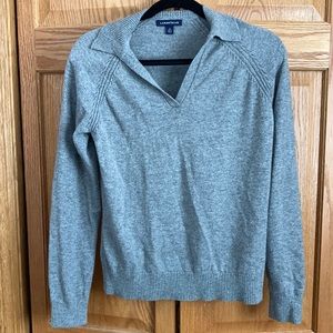 Cashmere Lands End collared v-neck sweater